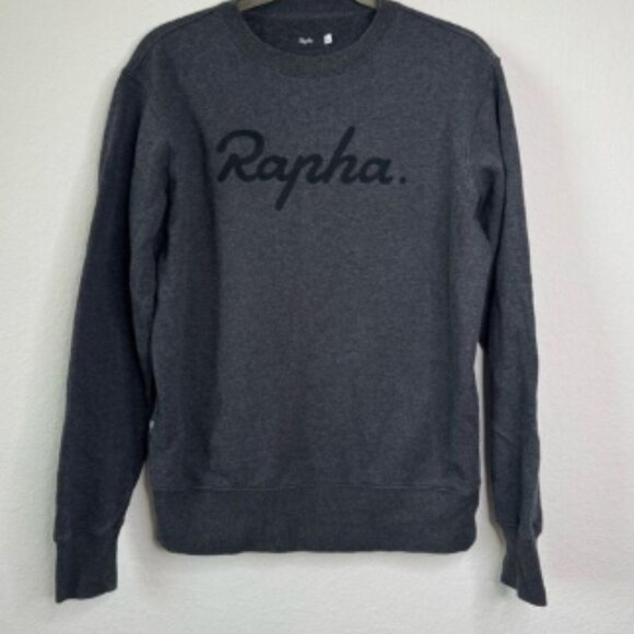 Rapha Sweatshirt Mens Sz S Gray Fleece Lined Spell Out Logo Crew Neck Cycling - Picture 1 of 6